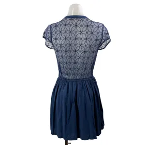 Abercrombie & Fitch Women's Blue Mesh Sheer Lace Fit & Flare Mini Dress Size S thumbnail 3