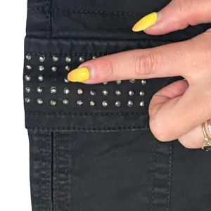 Miss Me Black Rhinestone Low Rise Skinny Cargo CP12468 Pants Jeans size 30 thumbnail 7