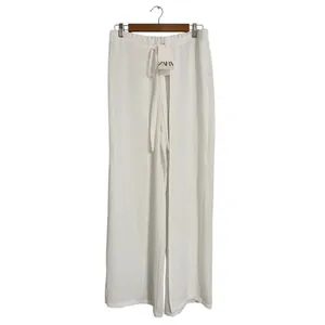 Zara White Wide Leg Wrap Split Front Tie Waist Pants 0264/159 XL‎ NEW thumbnail 3
