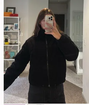 Princess Polly Black Corduroy Puffer Jacket thumbnail 1