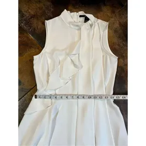 Jay Godfrey White Mia Mini Swing Sleeveless Tie Neck Ruffle Size 6 Dress thumbnail 9