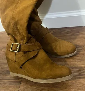 Forever 21 Tan Wedge Boots Size 8.5 US thumbnail 2