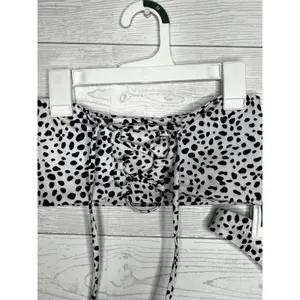 Zaful dalmation print bikini set Bandeau lace up top high cut bottom size 6 thumbnail 8