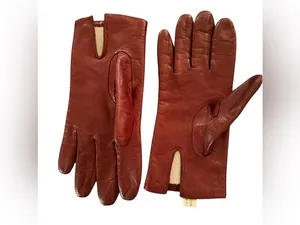 Etienne Aigner 7.5 Italian Made Leather Gloves Reddish Brown thumbnail 2