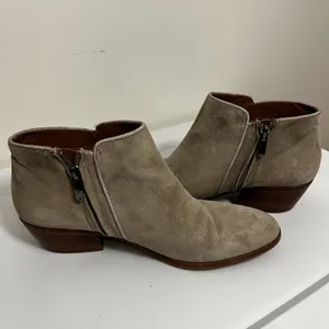 Sam‎ Edelman Womens Petty Putty Beige Suede Leather Zip Ankle Bootie sz 8.5 READ thumbnail 2