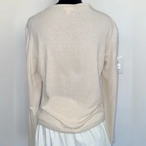 Elegant Beige Button-Front Cardigan with Sequin & Embroidered Detail Size Small thumbnail 8