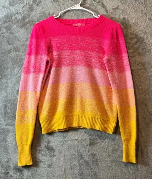 Lilly Pulitzer Olinia Sweater Pink Grenadine Marbled Ombre Wool Blend Size Small thumbnail 1