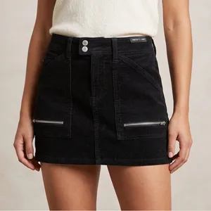 NWT Forever 21 Corduroy Mini Skirt in Black Sz L thumbnail 1
