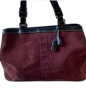 Coach Burgundy Suede Hampton Shoulder Bag thumbnail 1