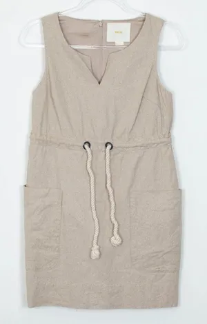Anthropologie Maeve Linen Flaxen Rope Sleeveless Shimmer Dress‎ Womens Size 2P thumbnail 1