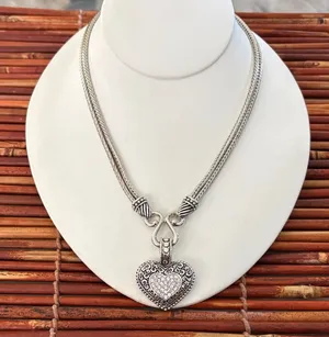 Lia Sophia Silver-Tone Filigree Heart Pendant Necklace 17”-20-25” thumbnail 1