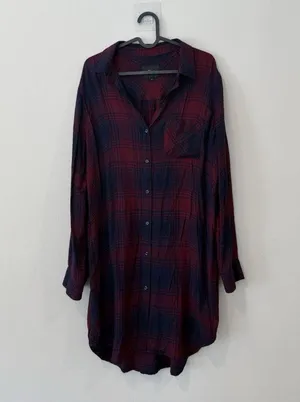 Rails Long Sleeve Plaid Button Front Shirt Dress in Red and Black SZ S 1991 thumbnail 1