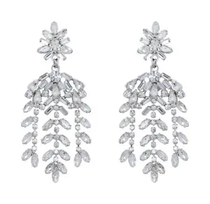Loren Hope Elena Statement Earrings Crystal Gold Tone NEW thumbnail 1