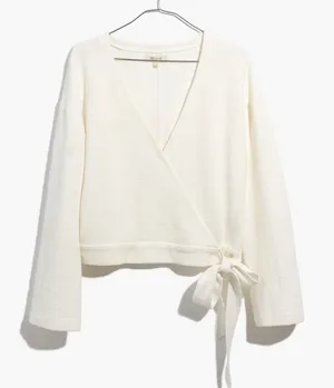 Madewell Ivory Wrap-tie Top thumbnail 1