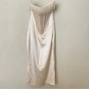 House of CB 'Nalita'‎ Vintage Cream Embellished Strapless Midi Dress NWOT Size M thumbnail 4