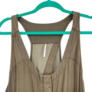 Free People Roaring Rayon Utilitarian jumpsuit Olive Green Drawstring Size‎ 4 thumbnail 4
