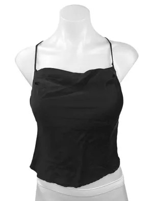 Zara Black Silky Satin Spaghetti Strap Cowl Neck Camisole Crop Tank Top Size S thumbnail 1