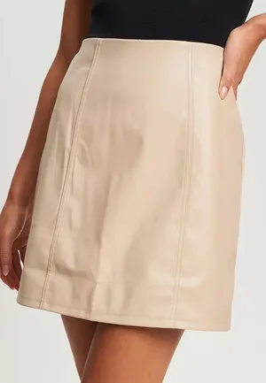 Forever21 beige Faux Leather Mini Skirt. Size Small thumbnail 4