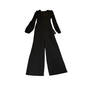 NWT Lulus Size Small Perfect Charisma Black Mesh Long Sleeve Wide-Leg Jumpsuit thumbnail 3