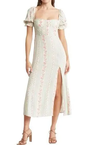 We Wore What Womens 2 Puff Sleeve Midi Dress in Rosewood Multi NEW thumbnail 1