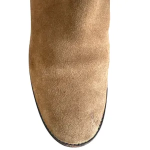 Tory Burch Wembley Suede Riding Boots Tan Tobacco Brown Gold Logo Size 8 thumbnail 8