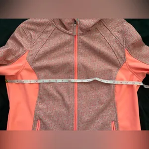 FreeTech Size Large Bright Orange Pink Waterproof Zip Up Pockets Jacket thumbnail 9