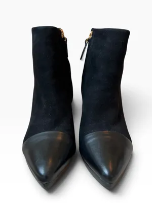 Tory Burch Rivington 100 Black Suede Cap-Toe Ankle Boots thumbnail 12