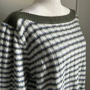 New Nine West Women’s Cozy Boatneck Striped Stitch Knit Long Sleeve Sweater thumbnail 3