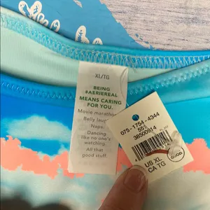 Aerie Blue and Pink Ocean Inspired Bikini Bottom thumbnail 3