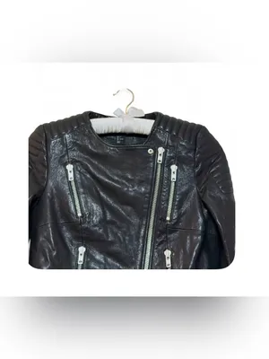H&M The New Icons Women’s Long Sleeve Black Leather Biker Jacket Size 4 thumbnail 8