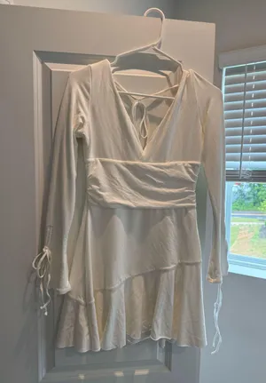 Oh Polly Long Sleeve Ruched A- Line Mini Dress thumbnail 2