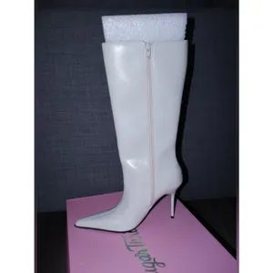 Sugar Thrillz White Pointed Toe Stiletto Knee High Boots GoGo Boots size 7 thumbnail 2