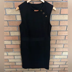 Tory Burch Black Wool Blend Sheath Dress Crew Neck Sleeveless Size Medium thumbnail 2