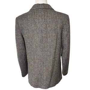 Vintage Academia Tweed Blazer Brown Herringbone‎ Haggar Women 14 thumbnail 3
