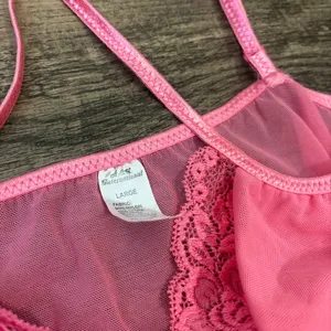 pink sheer lace tank top with tie detailing thumbnail 4