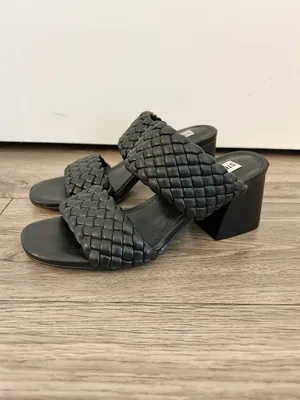 Steve Madden Daphnee Braided Black Block Heel Sandals Size 6 thumbnail 7