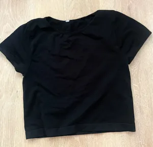 Black Cropped Workout Tee Size Small thumbnail 1