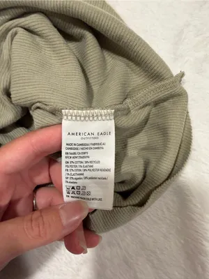 American Eagle Sage Green Ribbed High Neck Tank Top - Small thumbnail 5