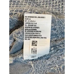 American Eagle Smocked Denim Peplum‎ Top Womens Small Blue Embroidered Babydoll thumbnail 9
