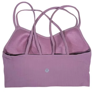 Lululemon Like a Cloud Ribbed Longline Bra Size 4 Pink Yoga Pilates Gym Studio thumbnail 2