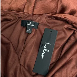 Lulus Love in Your Life Rust Brown Satin Halter Maxi Dress size Small NWT thumbnail 4