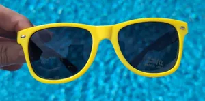 Cupcake Wine Vineyards Yellow & Blue Choose Joy Branded 400 UV Sunglasses - NWOT thumbnail 1
