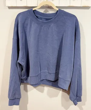 Lululemon Softstreme Perfectly Oversized Cropped Crew Water Drop Blue Size 14 thumbnail 1