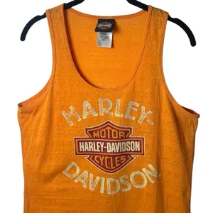 Harley Davidson Jamaica Orange Aztec Print Tank Top Novelty Motorcycle Comfort L thumbnail 3