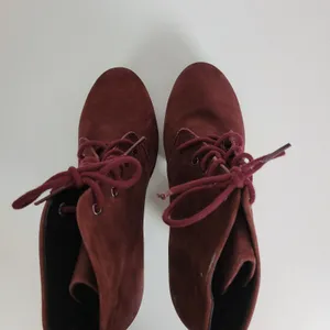 Steve Madden Women's Boots 7.5 Raspy Burgundy Wine Nubuck Suede Platform Lace Up thumbnail 4