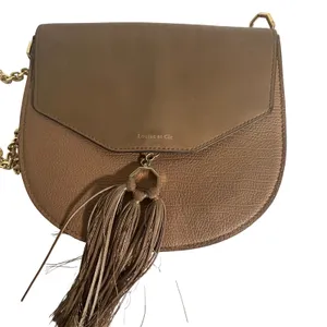 Louise et Cie Crossbody Bag Womens Small‎ Brown Leather Tassel Gold Chain Strap thumbnail 4