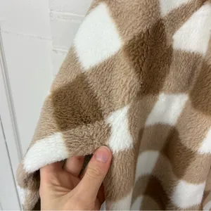 J.Crew Tan & White Check Plaid Fleece Zip Up Jacket Size M thumbnail 11