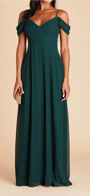 Birdy Grey Devin Chiffon Emerald Green Maxi‎ Dress thumbnail 1