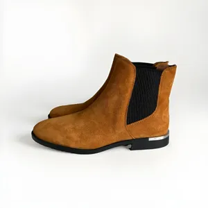Nine West Tan Suede Chelsea Boots Women's 7.5M Silver Heel New NWOB thumbnail 2