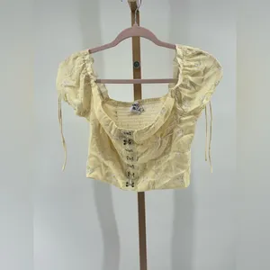 Princess Polly Floral Puff Sleeve Hook Eye Crop Top Yellow Size 6 thumbnail 10